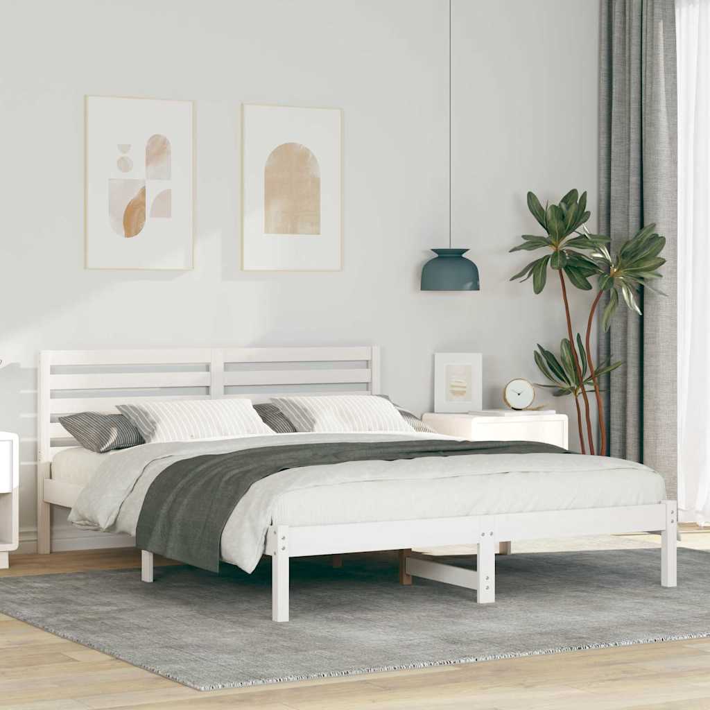 Vidaxl bedframe met hoofdeinde wit 140 x 200 cm massief grenenhout