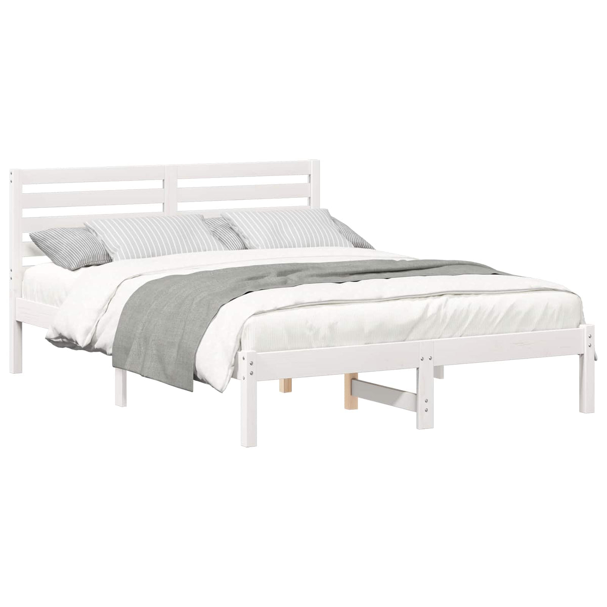 Vidaxl bedframe met hoofdeinde wit 120 x 190 cm massief grenenhout