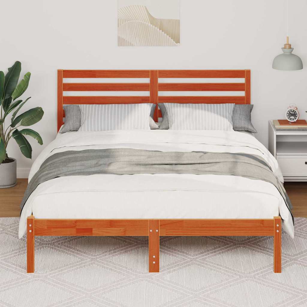Vidaxl bedframe wasbruin 140 x 190 cm massief grenenhout