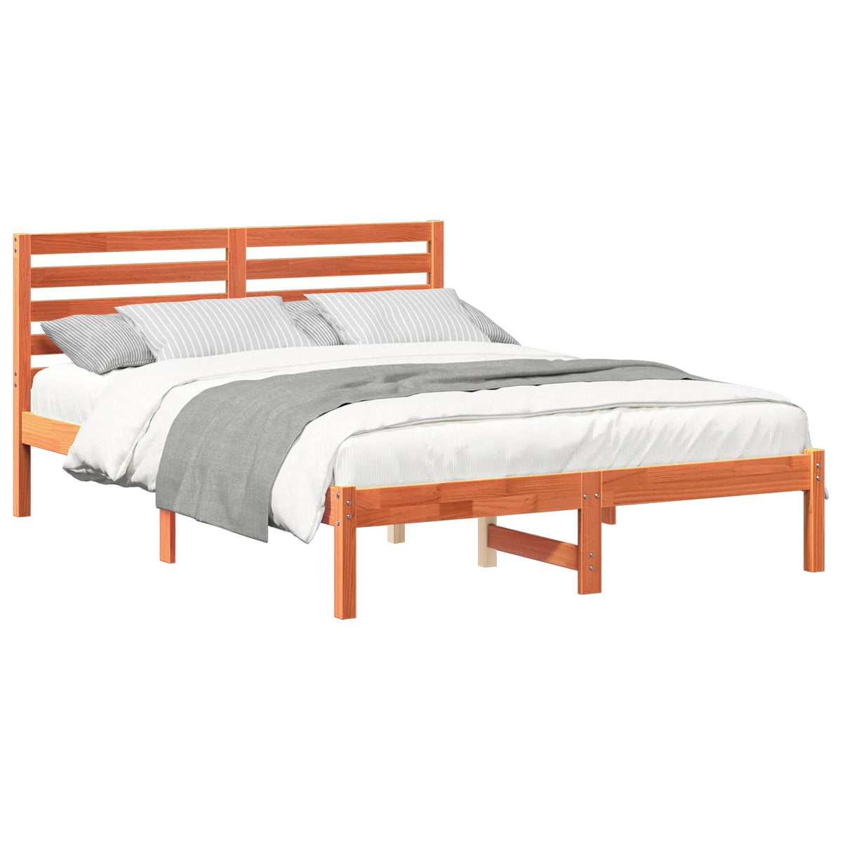 Vidaxl bedframe wasbruin 140 x 190 cm massief grenenhout