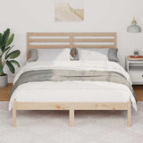 Vidaxl bedframe met hoofdeinde bruin 135 x 190 cm massief grenenhout
