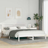 Vidaxl bedframe met hoofdeinde wit 160 x 210 cm massief grenenhout