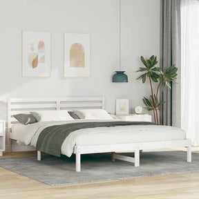 Vidaxl bedframe met hoofdeinde wit 160 x 210 cm massief grenenhout