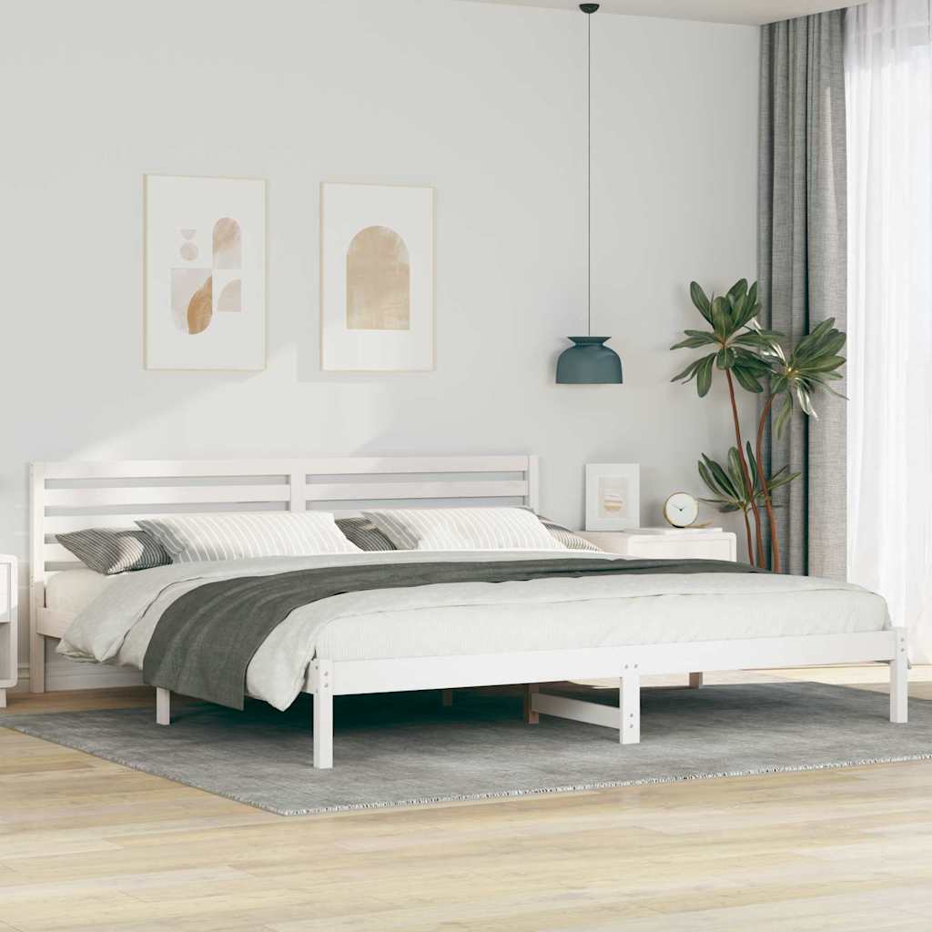 Vidaxl bedframe met hoofdeinde wit 180 x 210 cm massief grenenhout