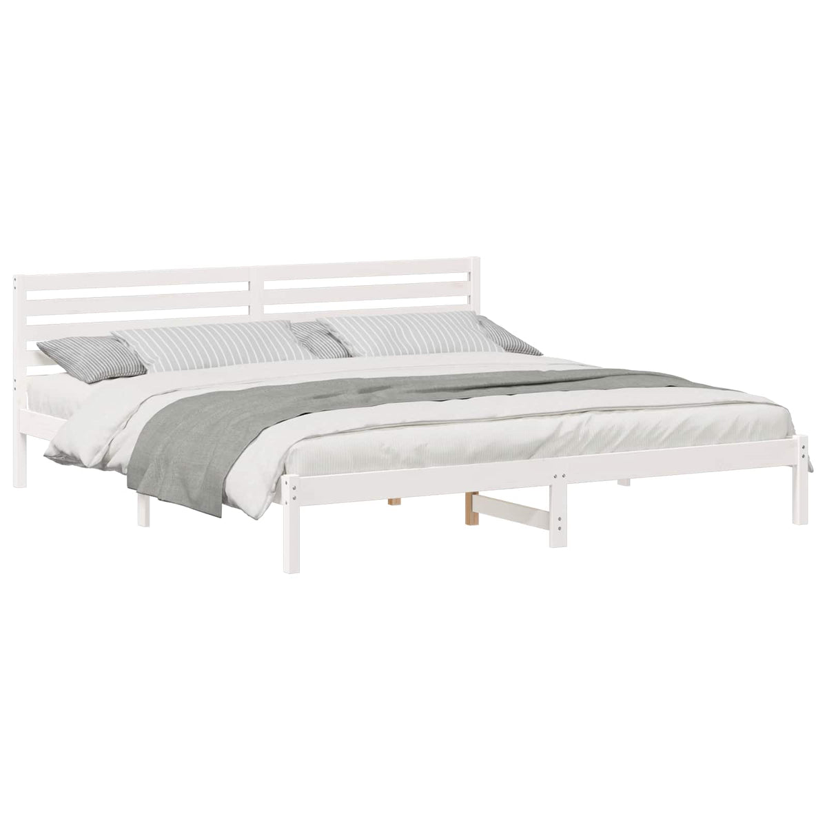 Vidaxl bedframe met hoofdeinde wit 180 x 210 cm massief grenenhout