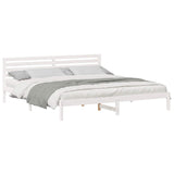Vidaxl bedframe met hoofdeinde wit 180 x 210 cm massief grenenhout