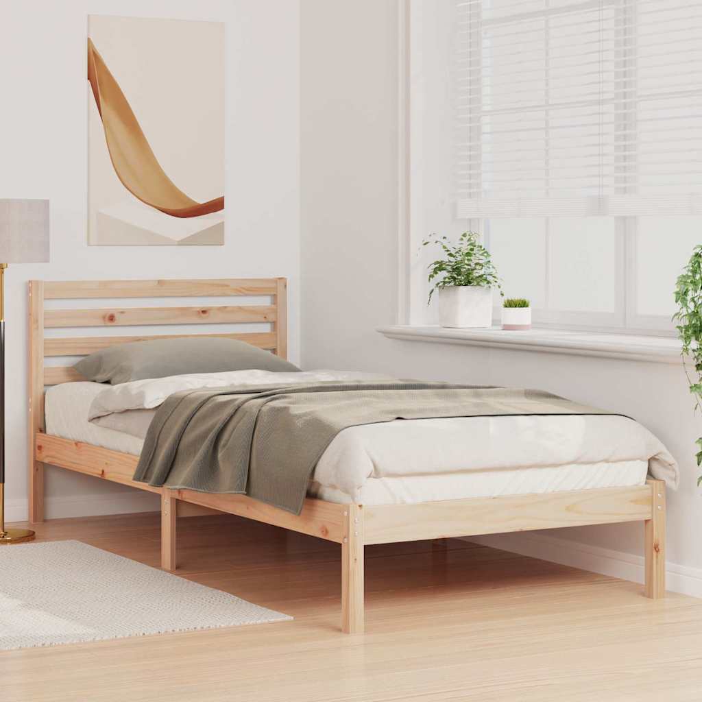 Vidaxl bedframe met hoofdeinde bruin 100 x 220 cm massief grenenhout