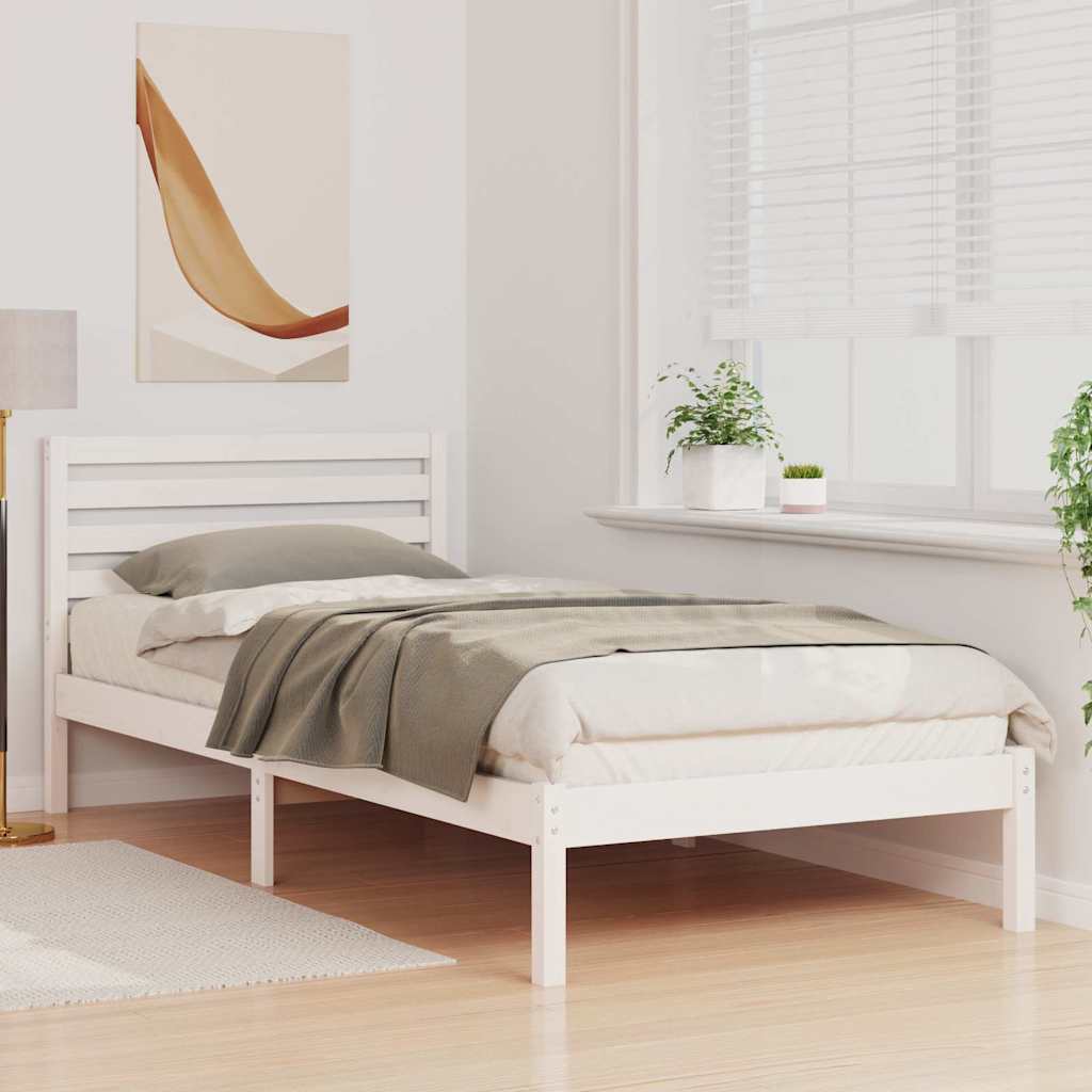 Vidaxl bedframe met hoofdeinde wit 100 x 220 cm massief grenenhout