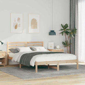 Vidaxl bedframe met hoofdeinde bruin 140 x 220 cm massief grenenhout