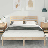Vidaxl bedframe met hoofdeinde bruin 140 x 220 cm massief grenenhout