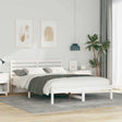 Vidaxl bedframe met hoofdeinde wit 140 x 220 cm massief grenenhout