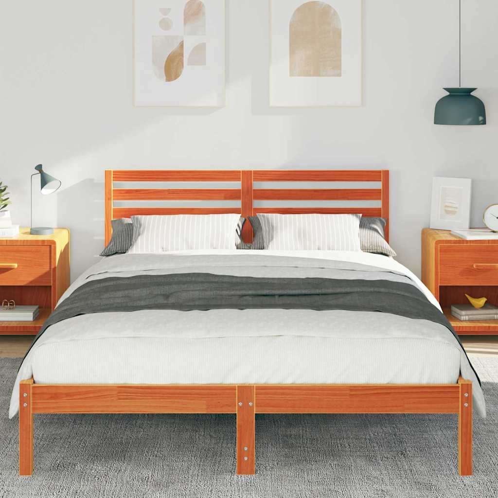 Vidaxl bedframe wasbruin 140 x 220 cm massief grenenhout