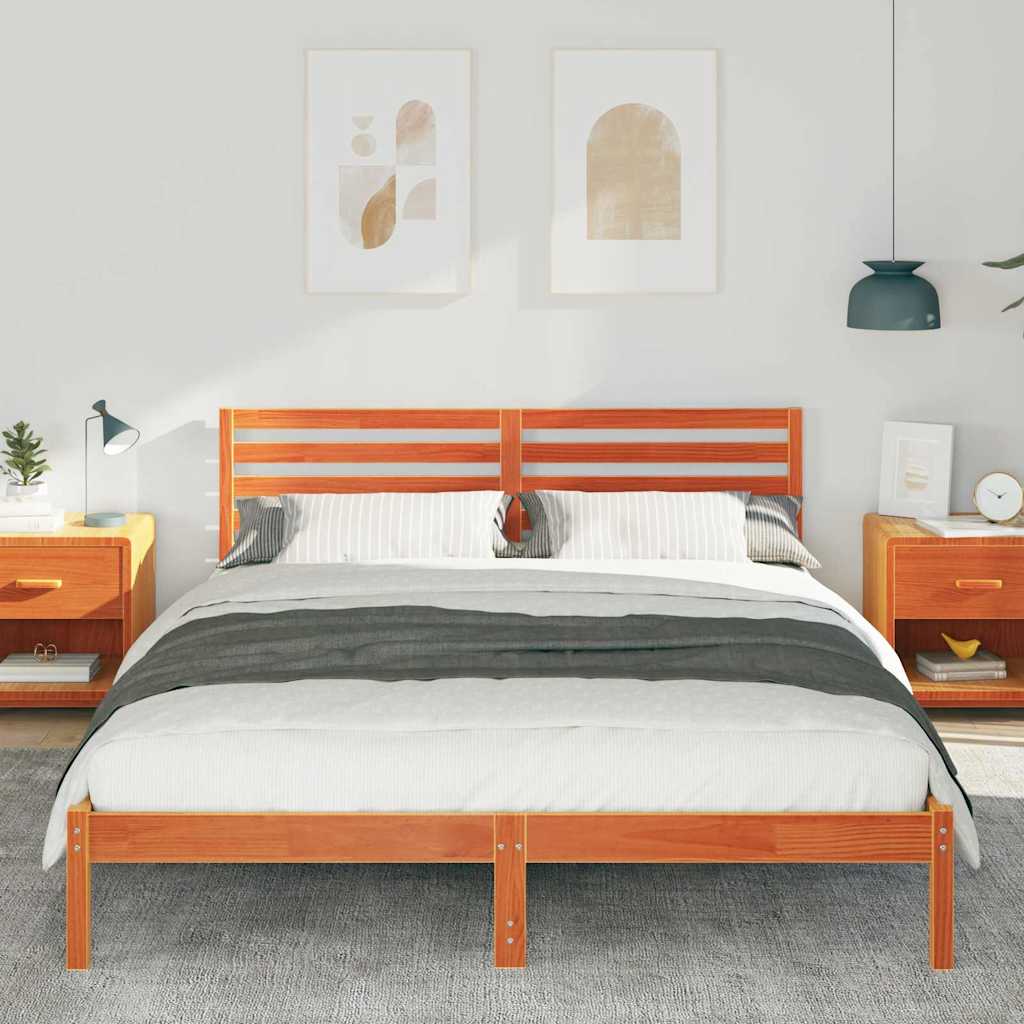 Vidaxl bedframe wasbruin 160 x 220 cm massief grenenhout