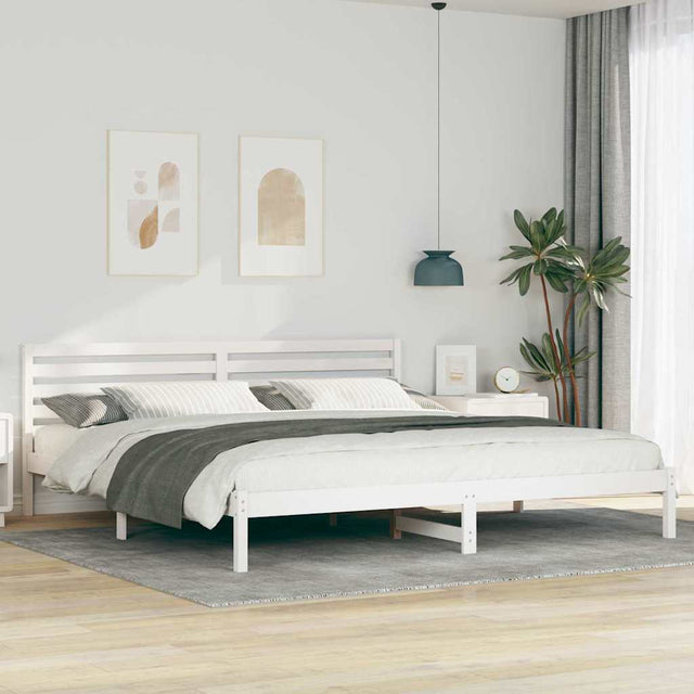 Vidaxl bedframe met hoofdeinde wit 180 x 220 cm massief grenenhout