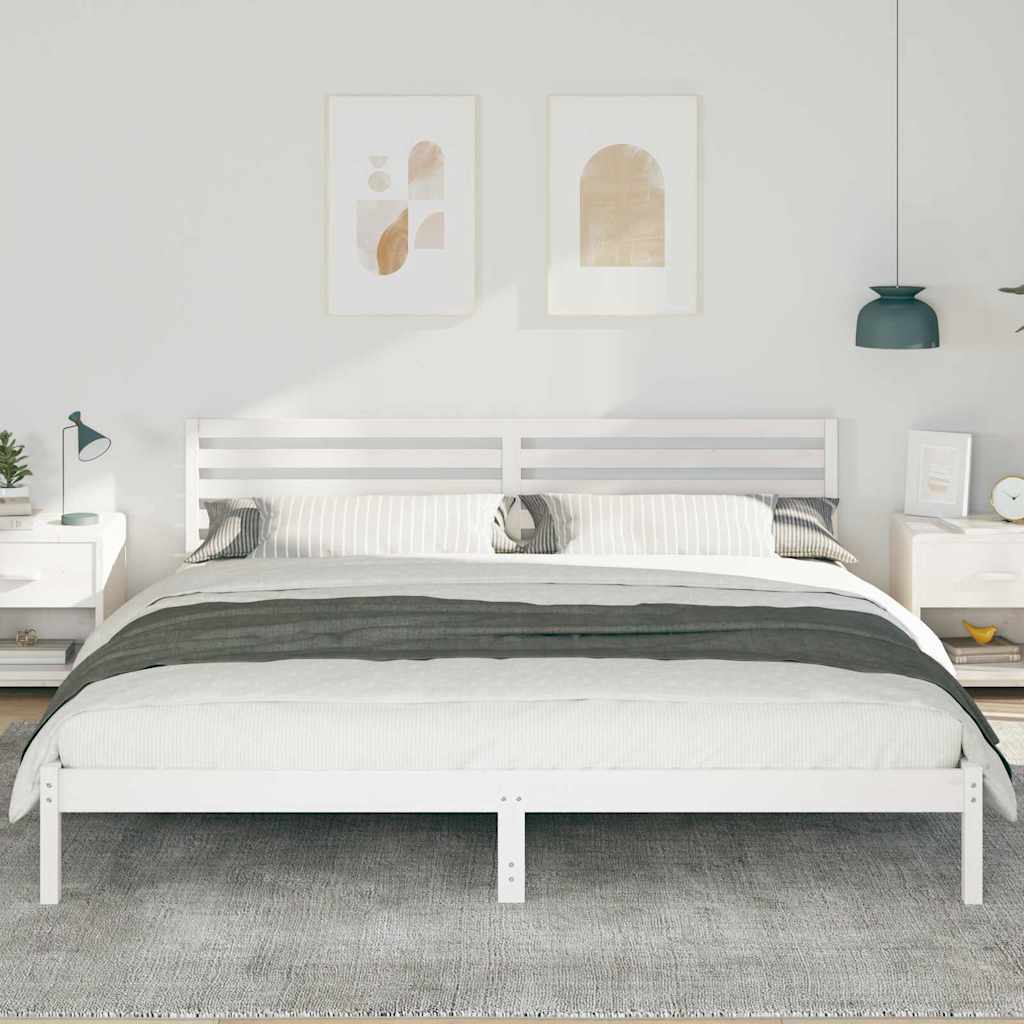 Vidaxl bedframe met hoofdeinde wit 180 x 220 cm massief grenenhout