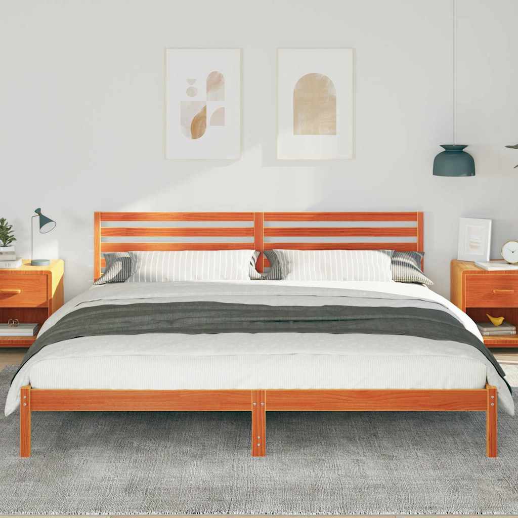 Vidaxl bedframe wasbruin 180 x 220 cm massief grenenhout