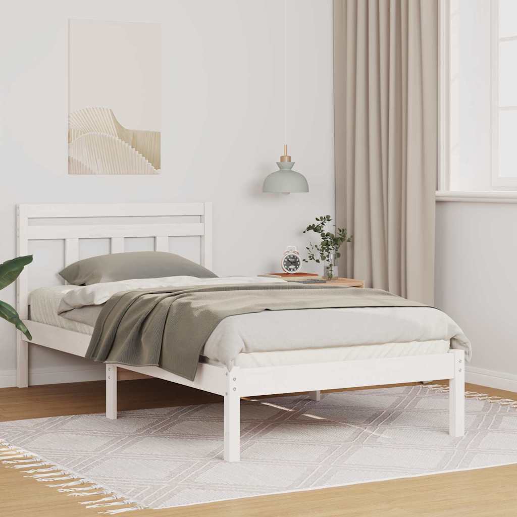 Vidaxl bedframe wit 90 x 190 cm massief grenenhout