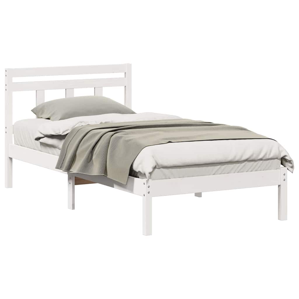 Vidaxl bedframe wit 90 x 190 cm massief grenenhout