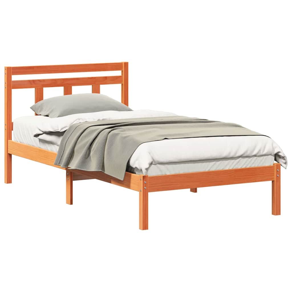 Vidaxl bedframe bruin 90 x 190 cm massief grenenhout