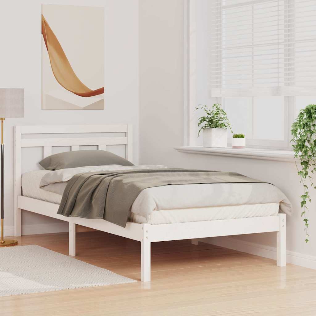 Vidaxl bedframe wit 75 x 190 cm massief grenenhout