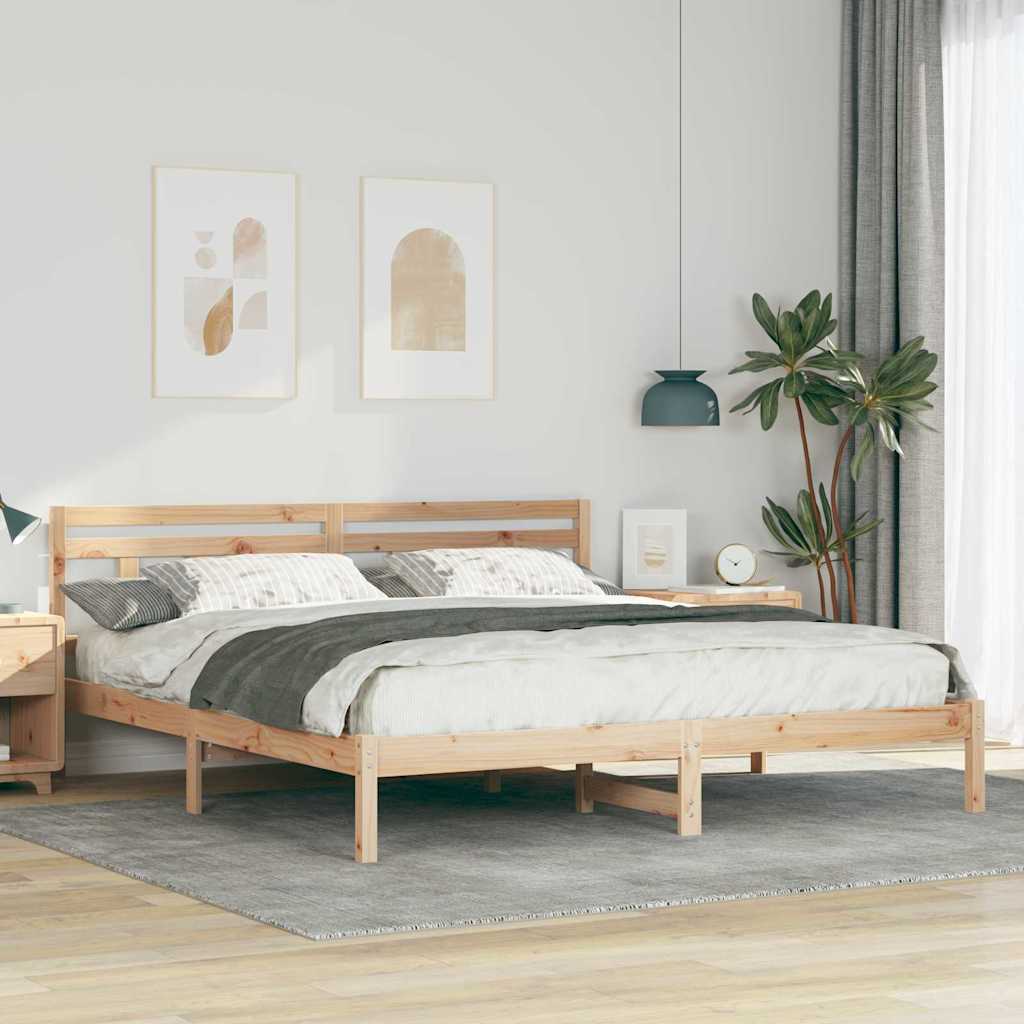 Vidaxl bedframe bruin 200 x 200 cm massief grenenhout
