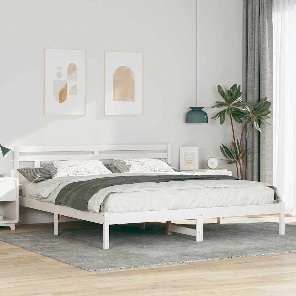 Vidaxl bedframe wit 200 x 200 cm massief grenenhout
