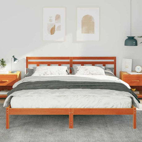 Vidaxl bedframe met hoofdeinde bruin grenenhout