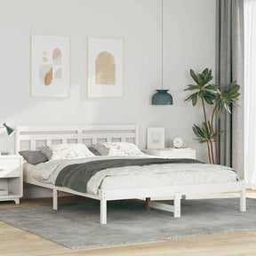 Vidaxl bedframe wit 150 x 200 cm massief grenenhout