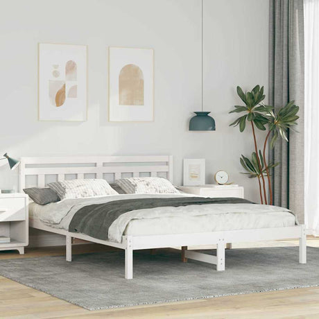Vidaxl bedframe wit 150 x 200 cm massief grenenhout