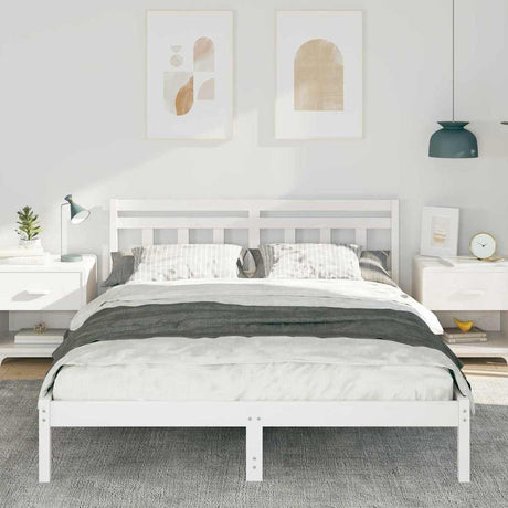 Vidaxl bedframe wit 140 x 200 cm massief grenenhout