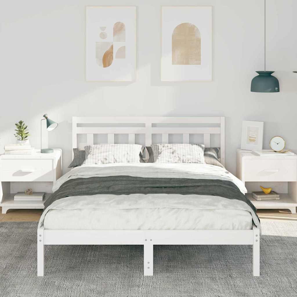 Vidaxl bedframe wit 120 x 190 cm massief grenenhout