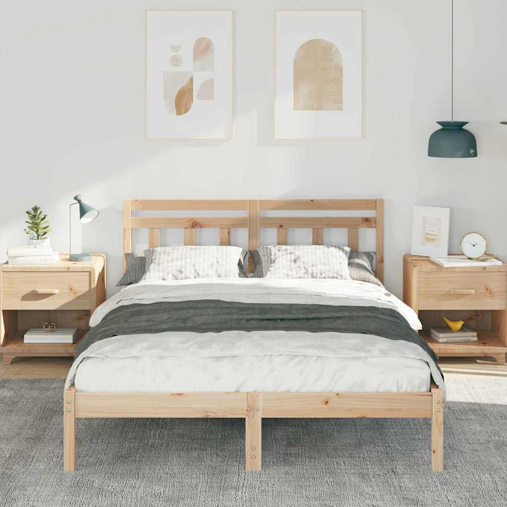 Vidaxl bedframe bruin 140 x 190 cm massief grenenhout