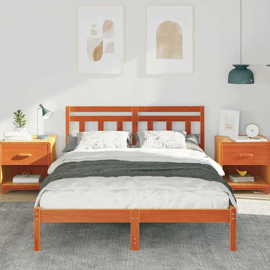 Vidaxl bedframe bruin 135 x 190 cm massief grenenhout