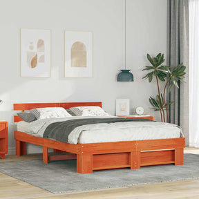 Vidaxl bedframe wasbruin 160 x 200 cm massief grenenhout