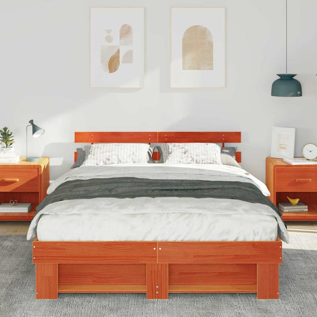 Vidaxl bedframe wasbruin 160 x 200 cm massief grenenhout