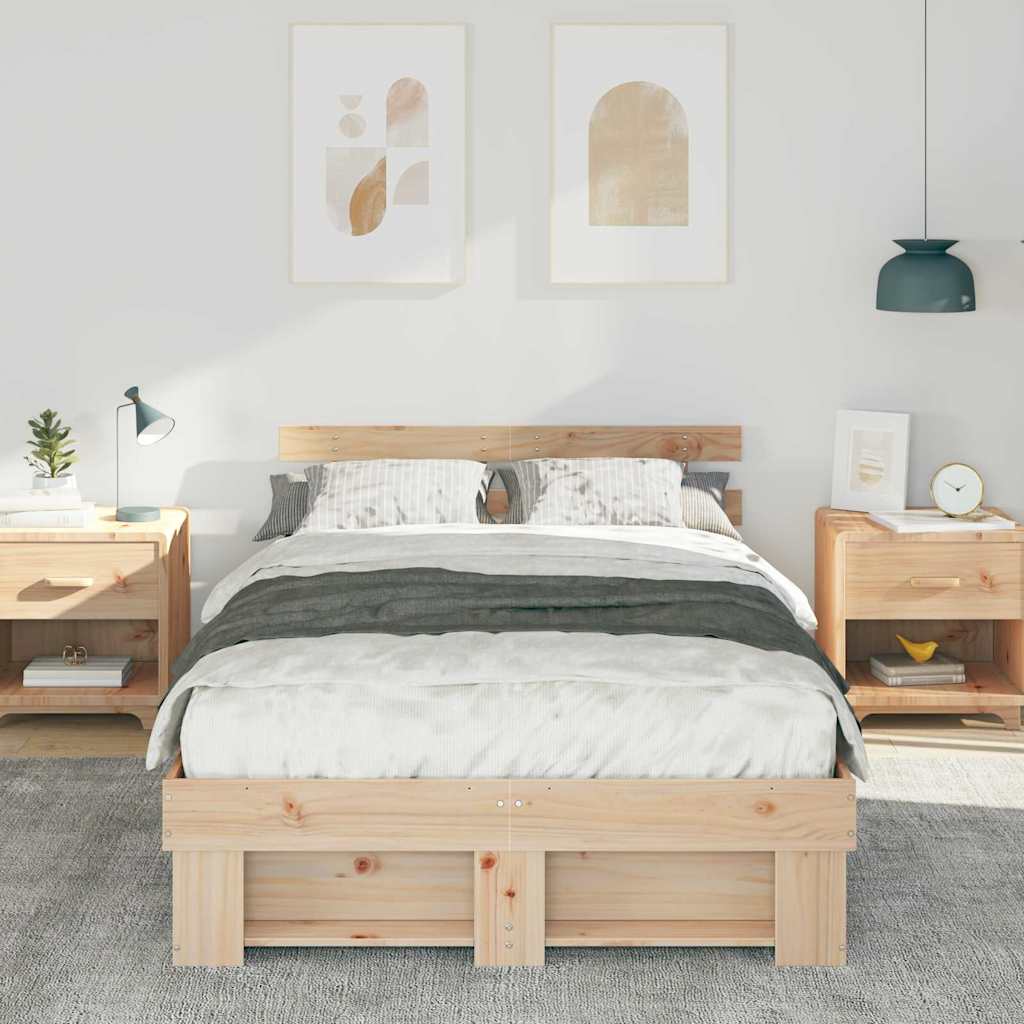 Vidaxl bedframe met hoofdeinde bruin 120 x 200 cm massief grenenhout