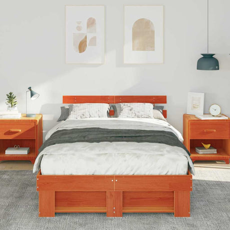 Vidaxl bedframe wasbruin 135 x 190 cm massief grenenhout