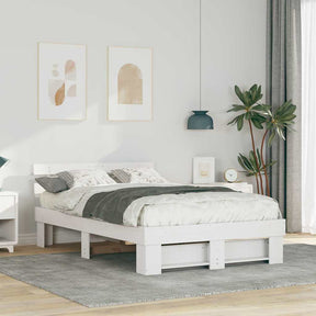Vidaxl bedframe met hoofdeinde wit 120 x 190 cm massief grenenhout