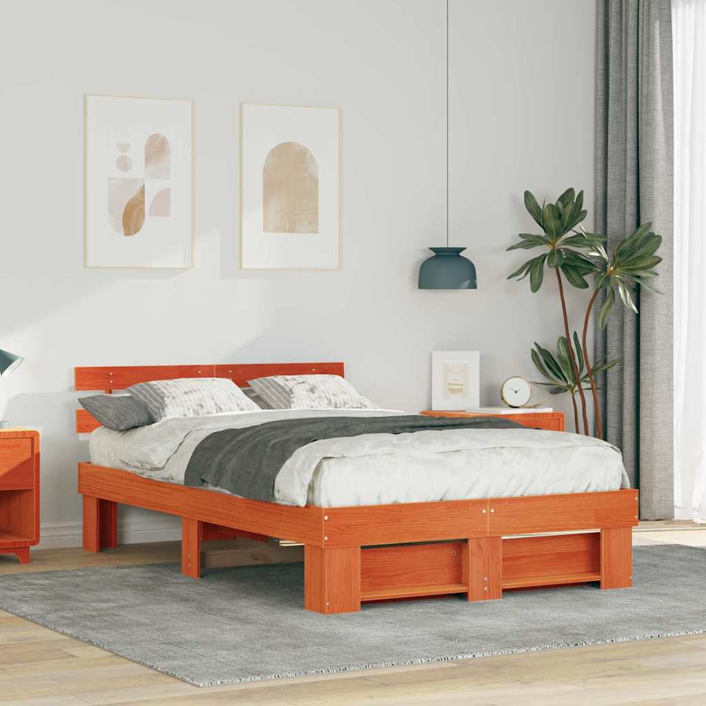 Vidaxl bedframe wasbruin 120 x 190 cm massief grenenhout