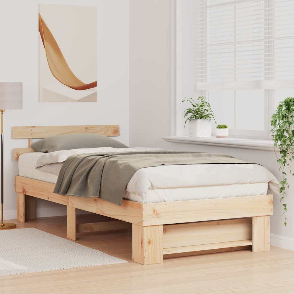 Vidaxl bedframe met hoofdeinde bruin 100 x 200 cm massief grenenhout