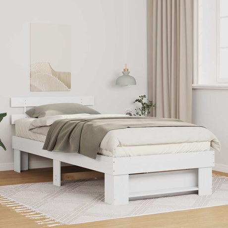 Vidaxl bedframe met hoofdeinde wit 100 x 200 cm massief grenenhout