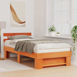 Vidaxl bedframe met hoofdeinde wasbruin 75 x 190 cm massief grenenhout