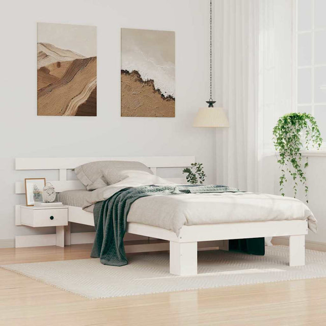 Vidaxl bedframe met hoofdeinde wit 80 x 200 cm massief grenenhout