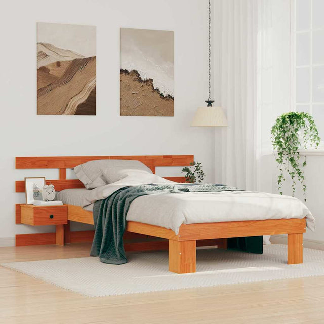 Vidaxl bedframe met hoofdeinde wasbruin 80 x 200 cm massief grenenhout