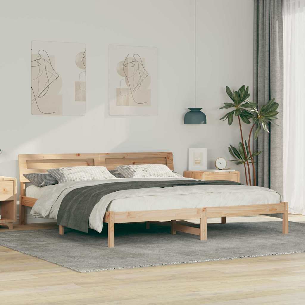 Vidaxl bedframe met hoofdeinde bruin 180 x 200 cm massief grenenhout