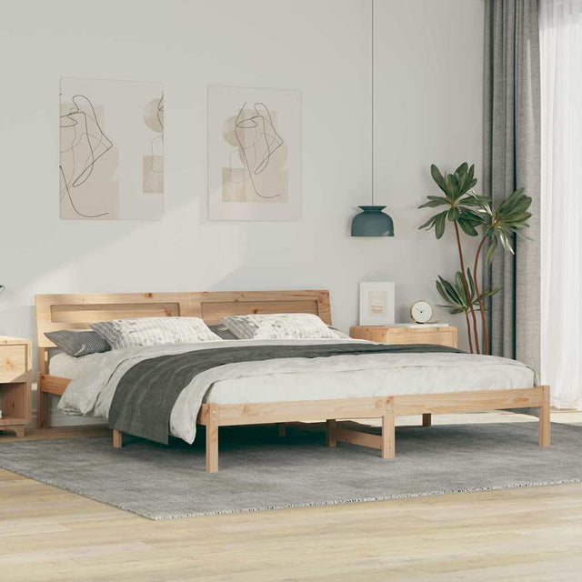 Vidaxl bedframe met hoofdeinde bruin 180 x 200 cm massief grenenhout