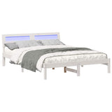 Vidaxl bedframe met hoofdeinde wit 150 x 200 cm massief grenenhout