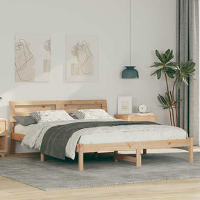 Vidaxl bedframe met hoofdeinde bruin 140 x 200 cm massief grenenhout