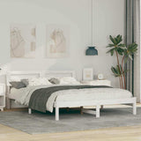 Vidaxl bedframe met hoofdeinde wit 140 x 200 cm massief grenenhout