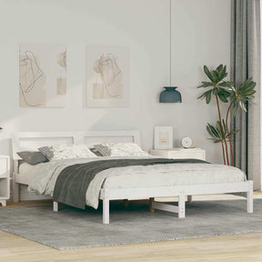 Vidaxl bedframe met hoofdeinde wit 140 x 200 cm massief grenenhout